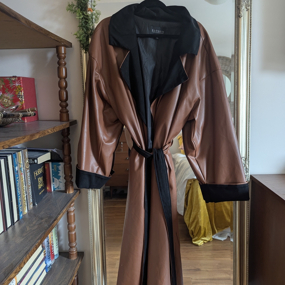 Black and Brown Leather Coat